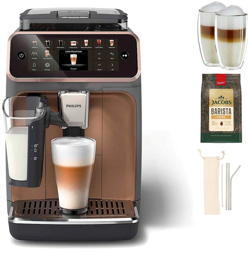 Philips EP5544/80 Kaffeevollautomat mit automatischer Milchsystemreinigung – 20 Kaffeespezialitäten, SilentBrew Quiet Mark, 4 Profile