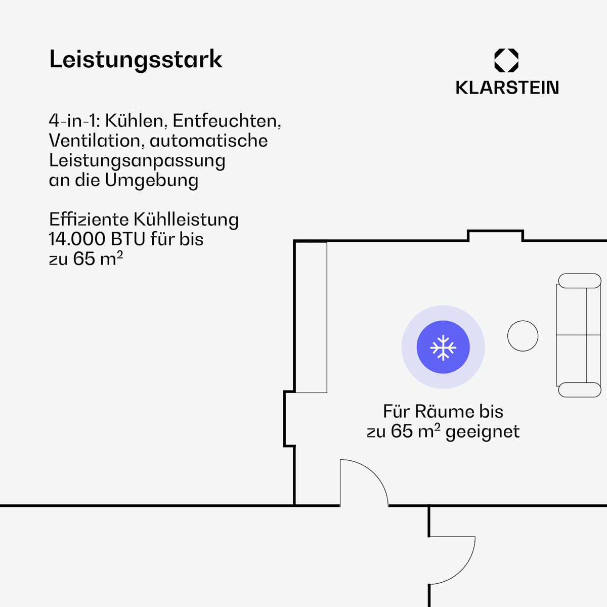 Klarstein AireLux Smart Aire Acondicionado Portátil 14000 BTU R290 App 65 m² - Image 3