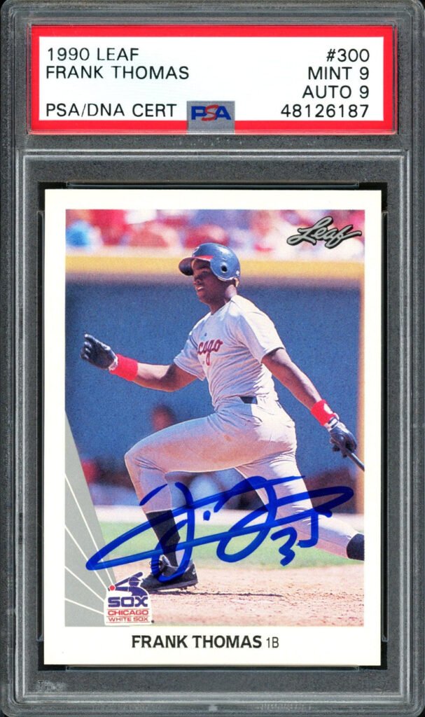 Frank Thomas Autographed 1990 Leaf Rookie Card #300 Chicago White Sox Auto Grade 9 Card Grade Mint 9 PSA/DNA #48126187