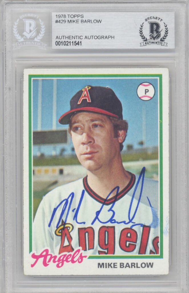 Mike Barlow Autographed 1978 Topps Card #429 California Angels Beckett BAS #10211541