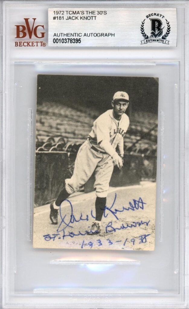 Jack Knott Autographed 1972 TCMA Card #181 St. Louis Browns Beckett BAS #10378395