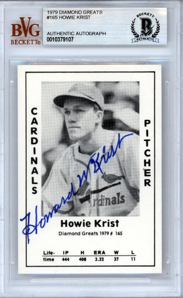 Howie Krist Autographed 1979 Diamond Greats Card #165 St. Louis Cardinals Beckett BAS #10379107