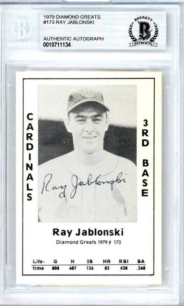 Ray Jablonski Autographed 1979 Diamond Greats Card #173 St. Louis Cardinals Beckett BAS #10711134