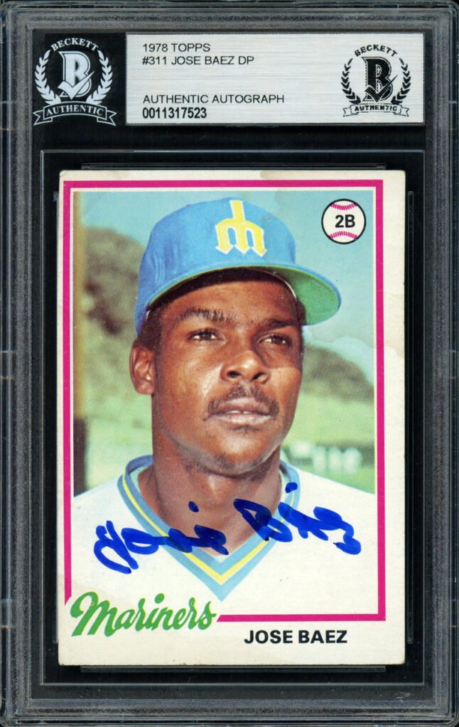 Jose Baez Autographed 1978 Topps Rookie Card #311 Seattle Mariners Beckett BAS #11317523