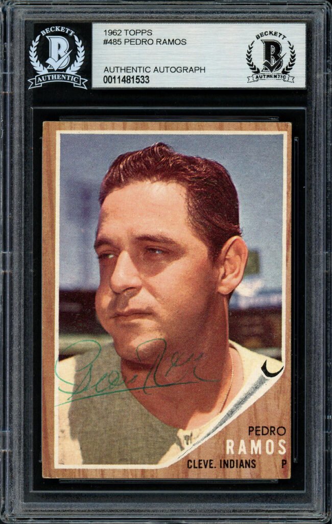 Pedro Ramos Autographed 1962 Topps Card #485 Cleveland Indians Beckett BAS #11481533