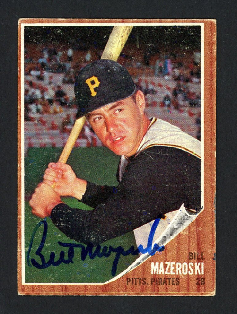Bill Mazeroski Autographed 1962 Topps Card #353 Pittsburgh Pirates SKU #161769