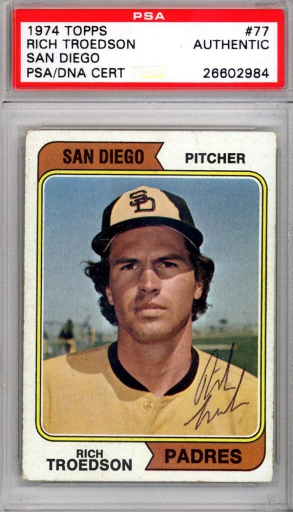 Rich Troedson Autographed 1974 Topps Card #77 San Diego Padres PSA/DNA #26602984