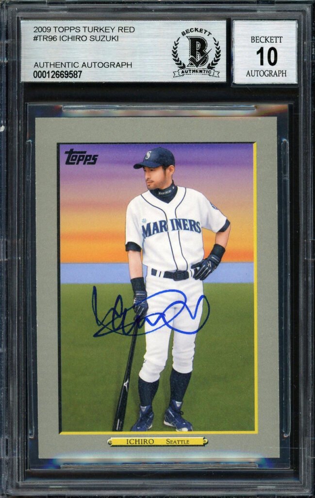 Ichiro Suzuki Autographed 2009 Topps Turkey Red Card #TR96 Seattle Mariners Auto Grade 10 Beckett BAS Stock #189862