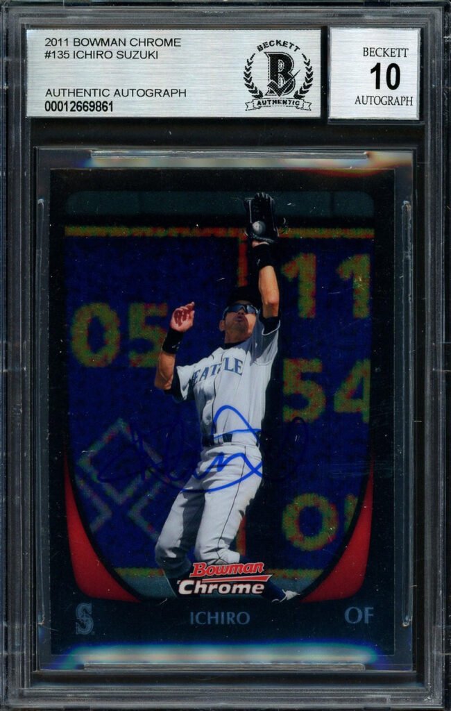 Ichiro Suzuki Autographed 2011 Bowman Chrome Card #135 Seattle Mariners Auto Grade 10 Beckett BAS #12669861