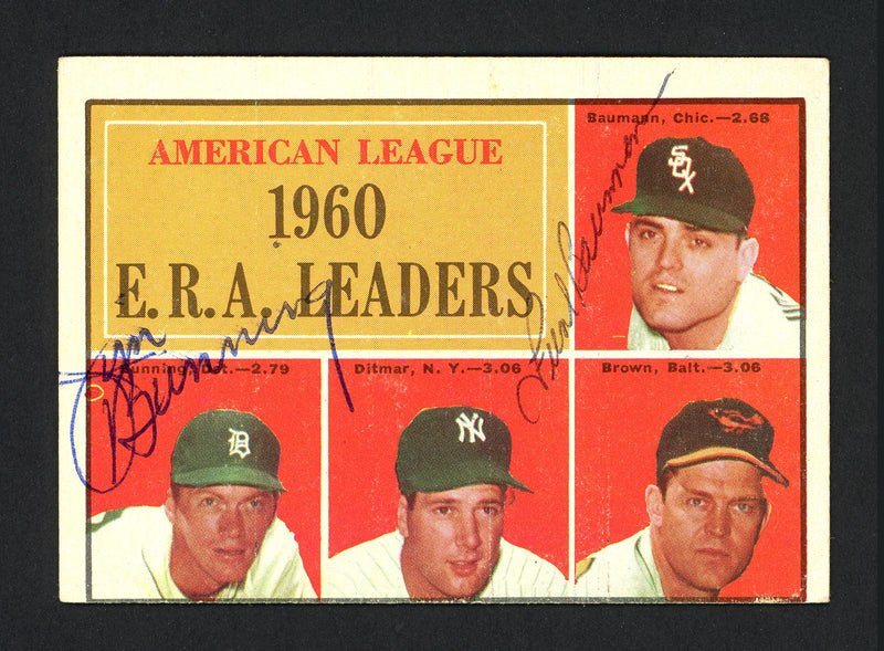 Jim Bunning & Frank Baumann Autographed 1961 Topps Card #46 SKU #161893