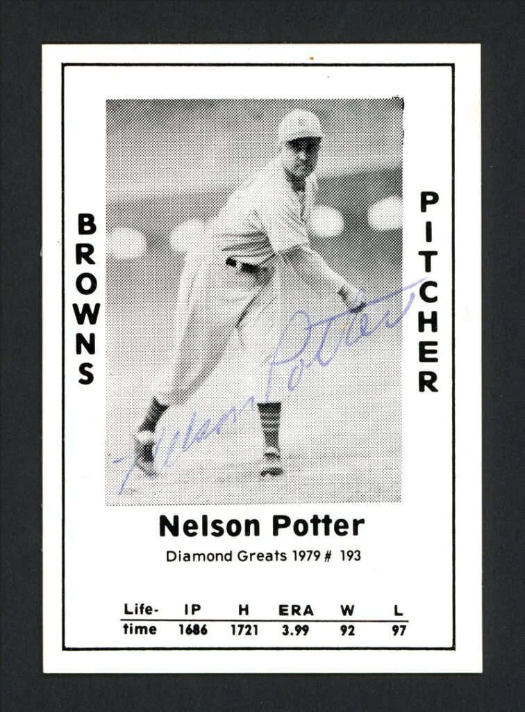 Nelson Potter Autographed 1979 Diamond Greats Card #193 St. Louis Browns SKU #165689