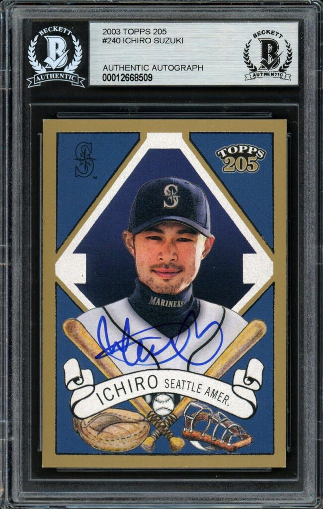 Ichiro Suzuki Autographed 2003 Topps 205 Card #240 Seattle Mariners Beckett BAS Stock #191265