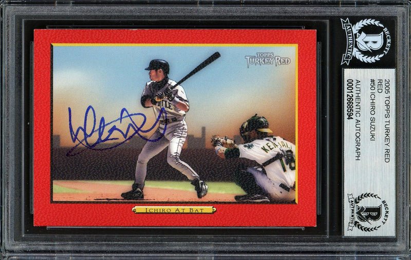 Ichiro Suzuki Autographed 2005 Topps Turkey Red Card #50 Seattle Mariners Beckett BAS #12668594