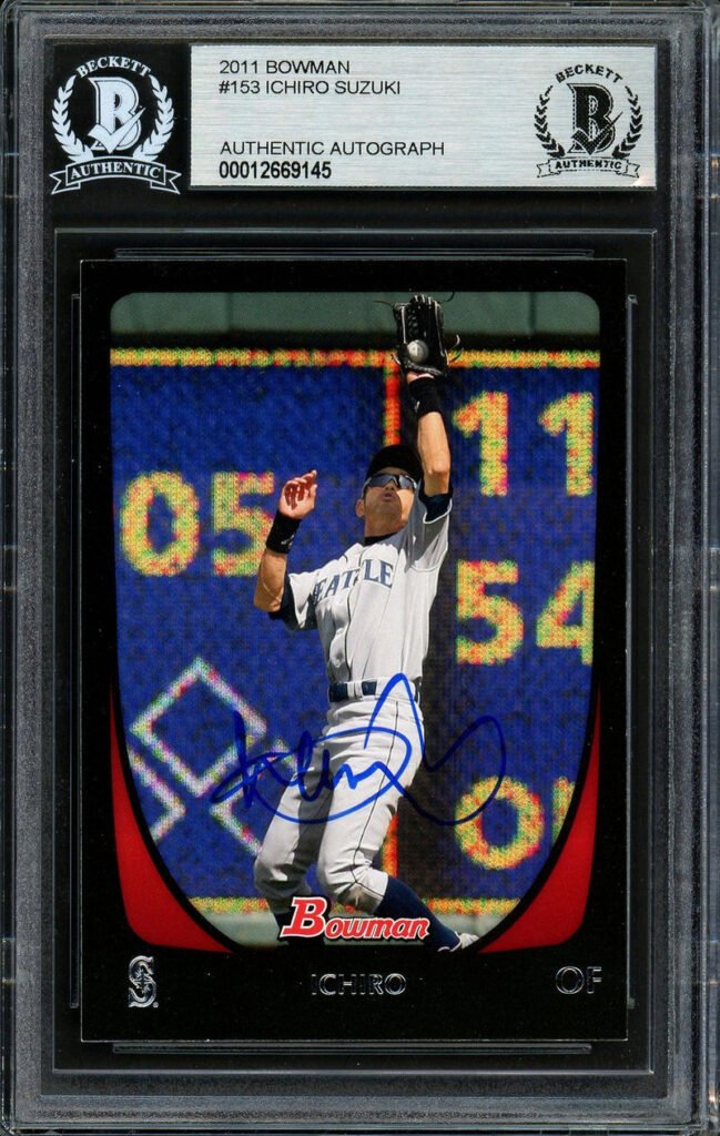Ichiro Suzuki Autographed 2011 Bowman Card #153 Seattle Mariners Beckett BAS Stock #191330