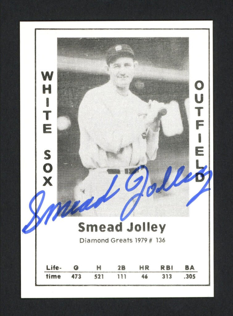 Smead Jolley Autographed 1979 Diamond Greats Card #136 Chicago White Sox SKU #165789