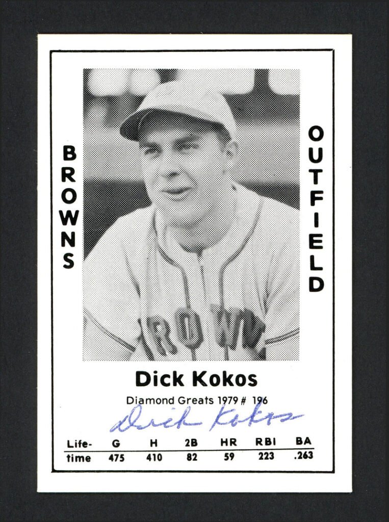 Dick Kokos Autographed 1979 Diamond Greats Card #196 St. Louis Browns SKU #165796