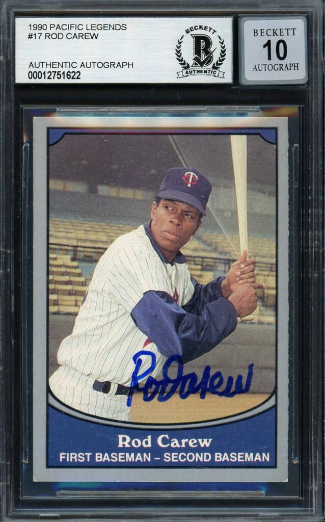 Rod Carew Autographed 1990 Pacific Card #17 Minnesota Twins Auto Grade Gem Mint 10 Beckett BAS #12751622