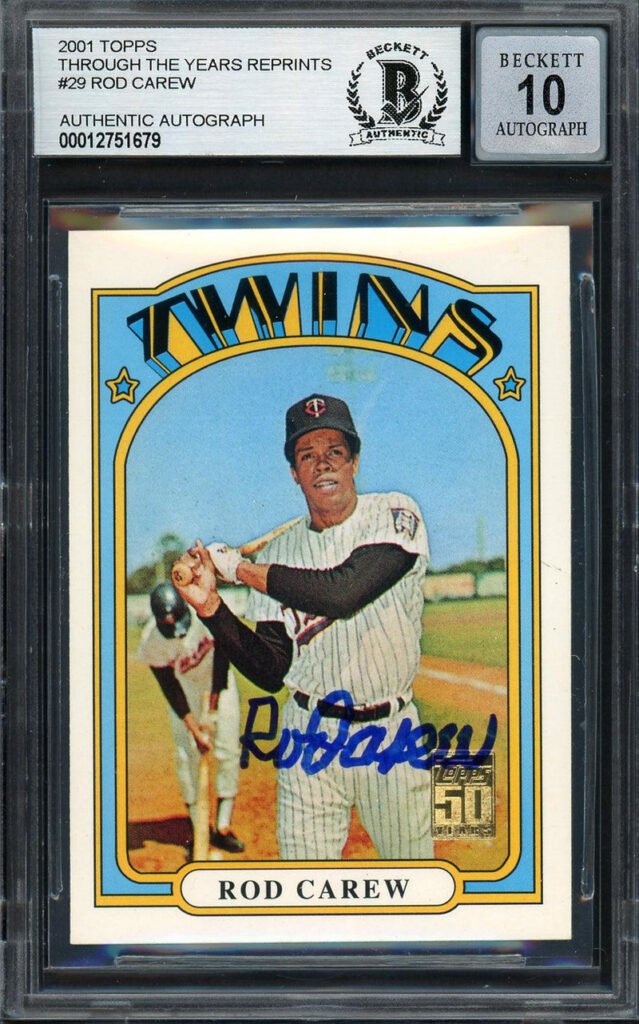 Rod Carew Autographed 2000 Topps Through The Years Card #29 Minnesota Twins Auto Grade Gem Mint 10 Beckett BAS #12751679