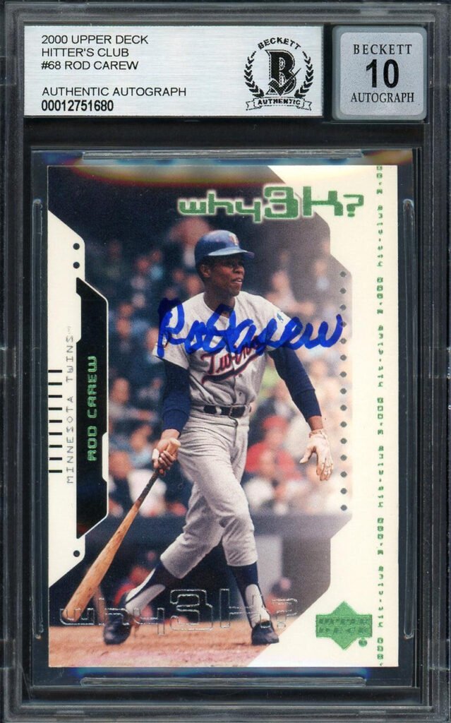 Rod Carew Autographed 2000 Upper Deck Hitters Club Card #68 Minnesota Twins Auto Grade Gem Mint 10 Beckett BAS #12751680