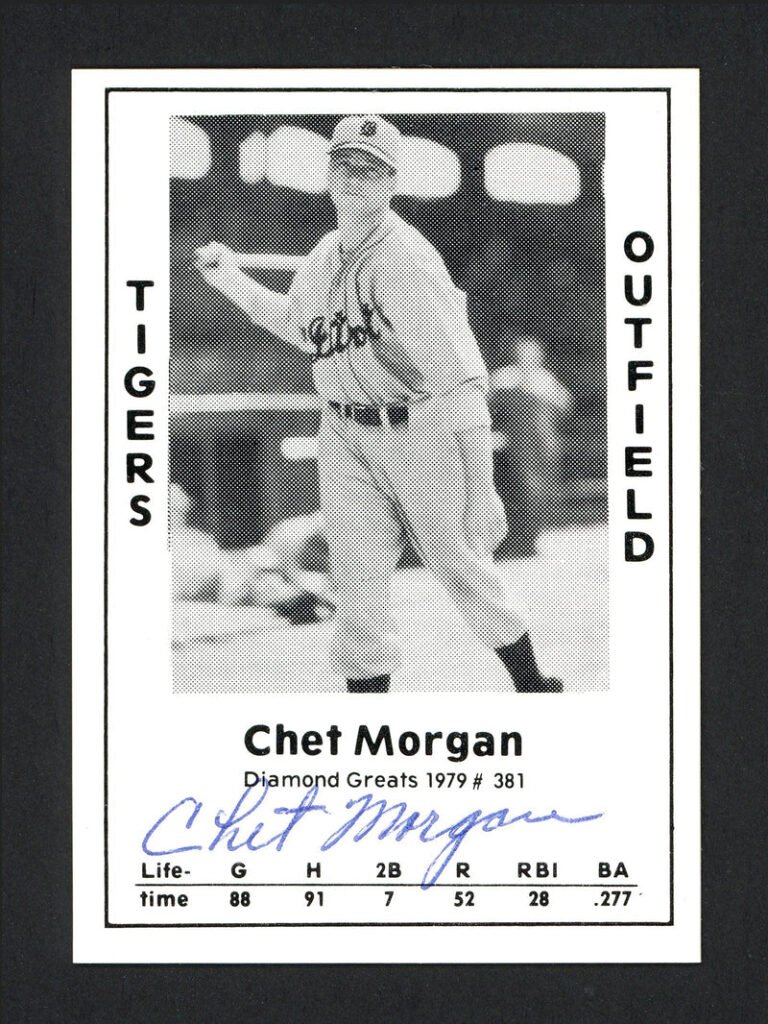 Chet Morgan Autographed 1979 Diamond Greats Card #381 Detroit Tigers SKU #165868