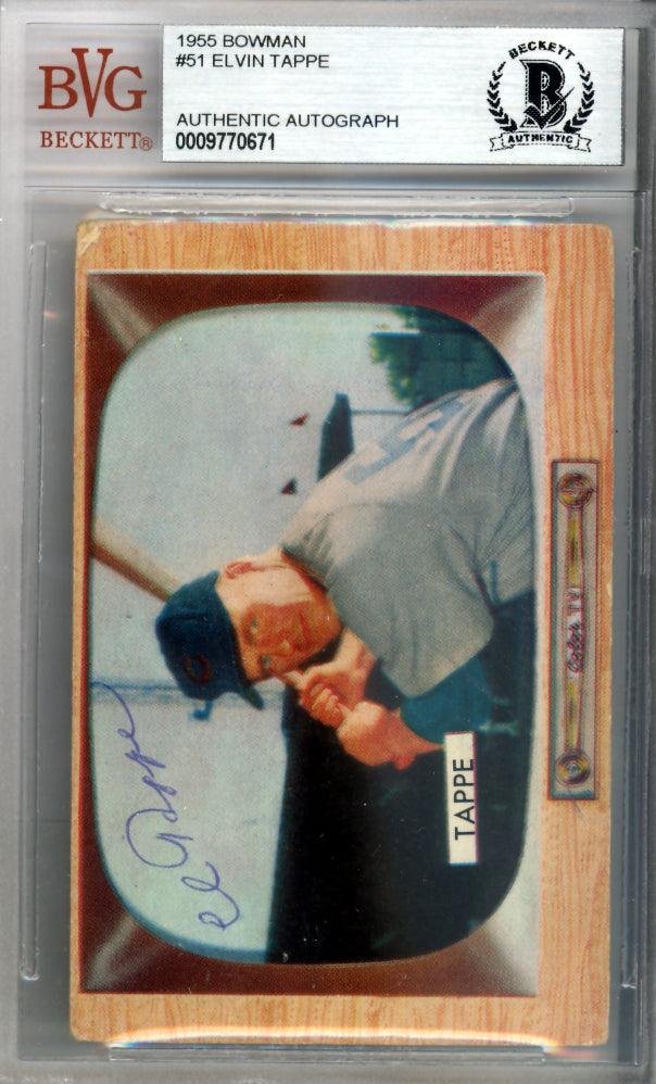 Elvin "El" Tappe Autographed 1955 Bowman Card #51 Cincinnati Reds Beckett BAS #9770671