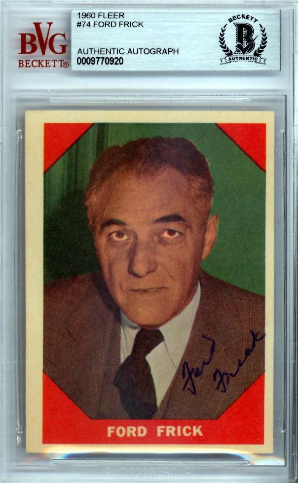 Ford Frick Autographed 1960 Fleer Card #74 Commissioner Beckett BAS #9770920
