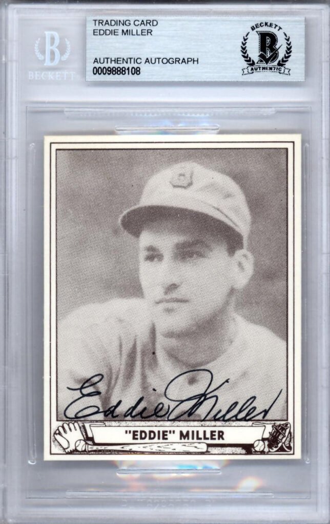 Eddie Miller Autographed 1986 1940 Play Ball Reprint Card #56 Boston Bees Beckett BAS #9888108