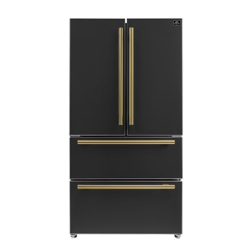 FORNO Moena French Door Refrigerator 91.4cm 543.7L Black FFRBI1820-36BLK