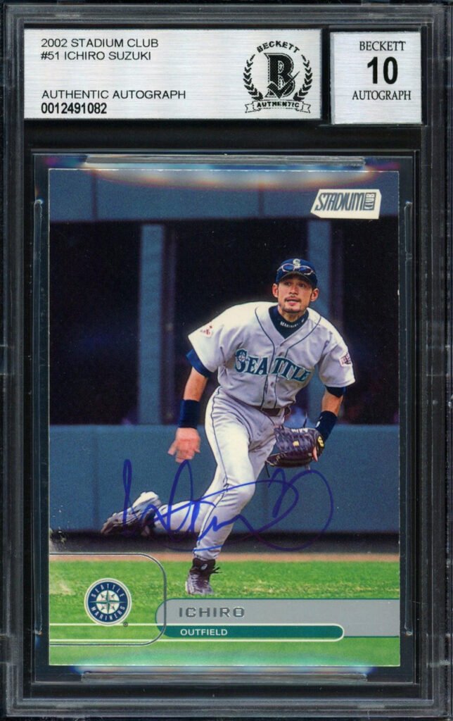 Ichiro Suzuki Autographed 2002 Topps Stadium Club Card #51 Seattle Mariners Auto Grade 10 Beckett BAS #12491082