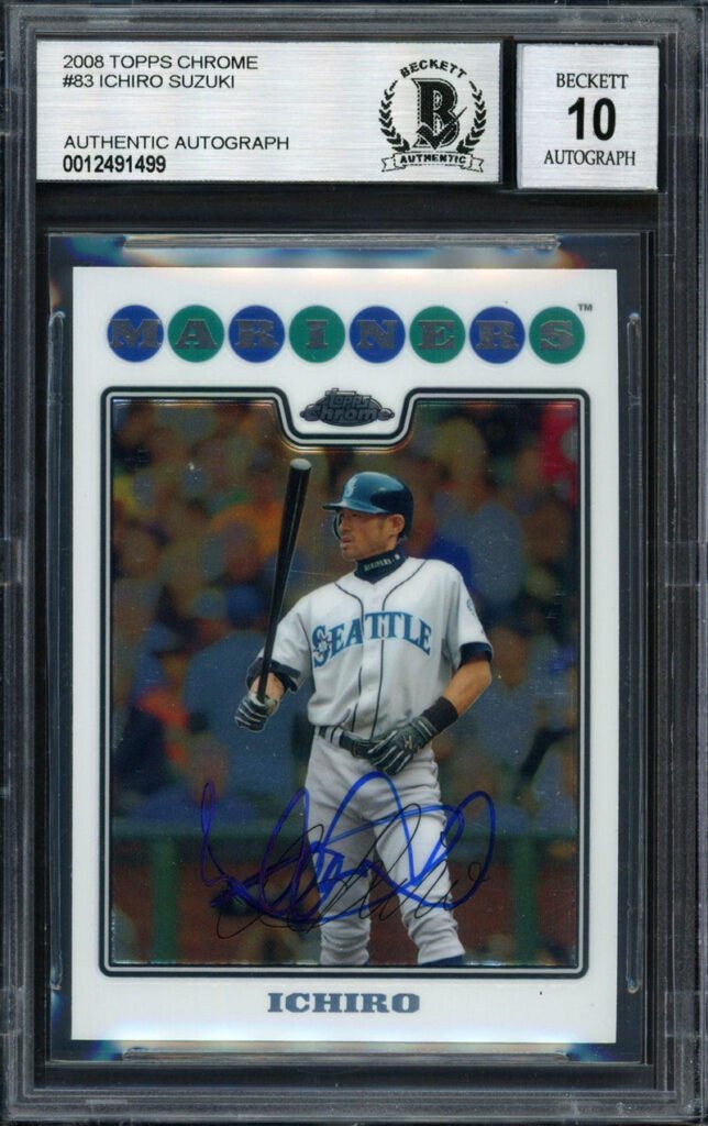 Ichiro Suzuki Autographed 2008 Topps Chrome Card #83 Seattle Mariners Auto Grade 10 Beckett BAS #12491499