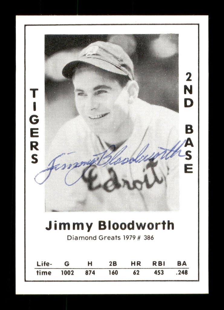 Jimmy Bloodworth Autographed 1979 Diamond Greats Card #386 Detroit Tigers SKU #171352