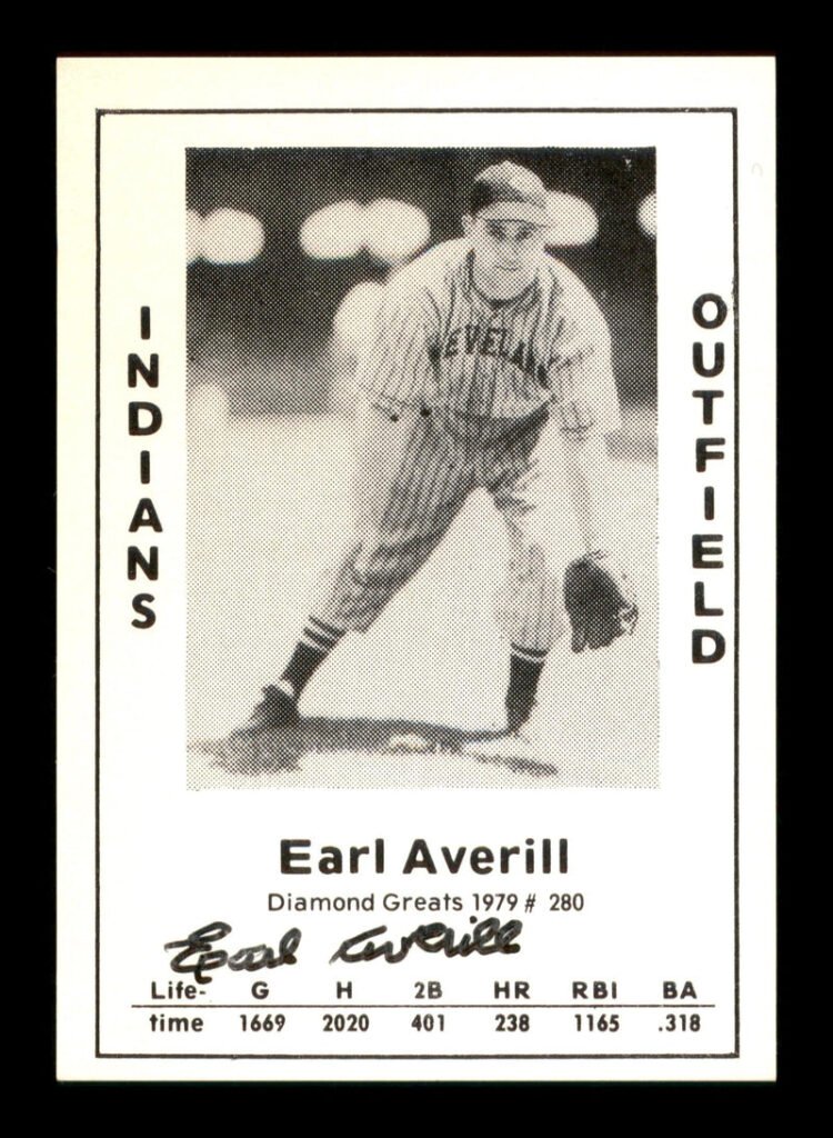 Earl Averill Autographed 1979 Diamond Greats Card #280 Cleveland Indians SKU #188628