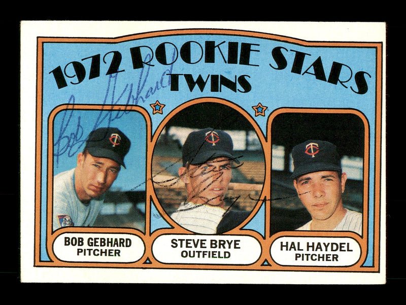 Bob Gebhard & Steve Brye Autographed 1972 Topps Rookie Card #28 Minnesota Twins SKU #167533