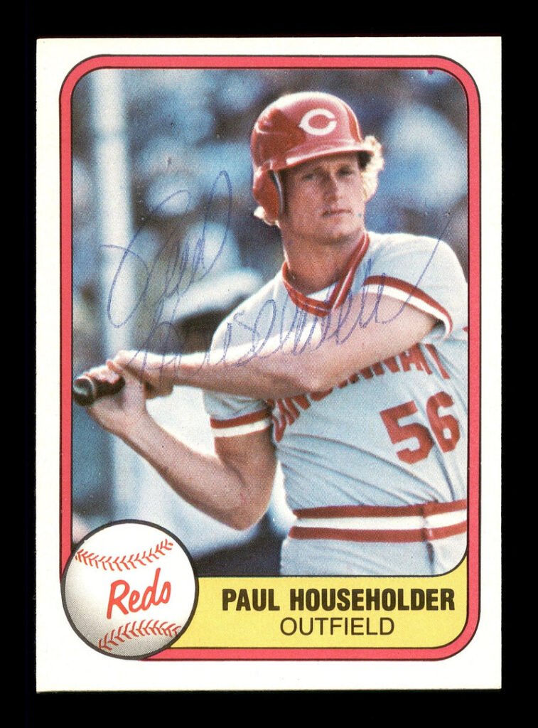 Paul Householder Autographed 1981 Fleer Rookie Card #217 Cincinnati Reds SKU #166531